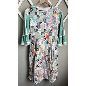 Vintage Handmade Women's M? Patchwork Quilt Dress Upcycled Cottagecore